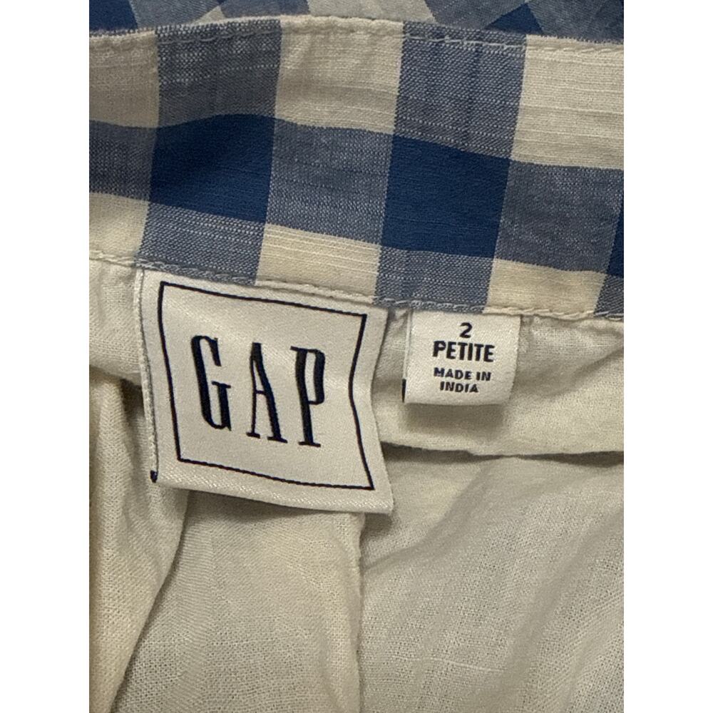 GAP Women's White Blue Gingham Check Tiered Summer Maxi Flare A-Line Skirt Sz 2P - Picture 4 of 5